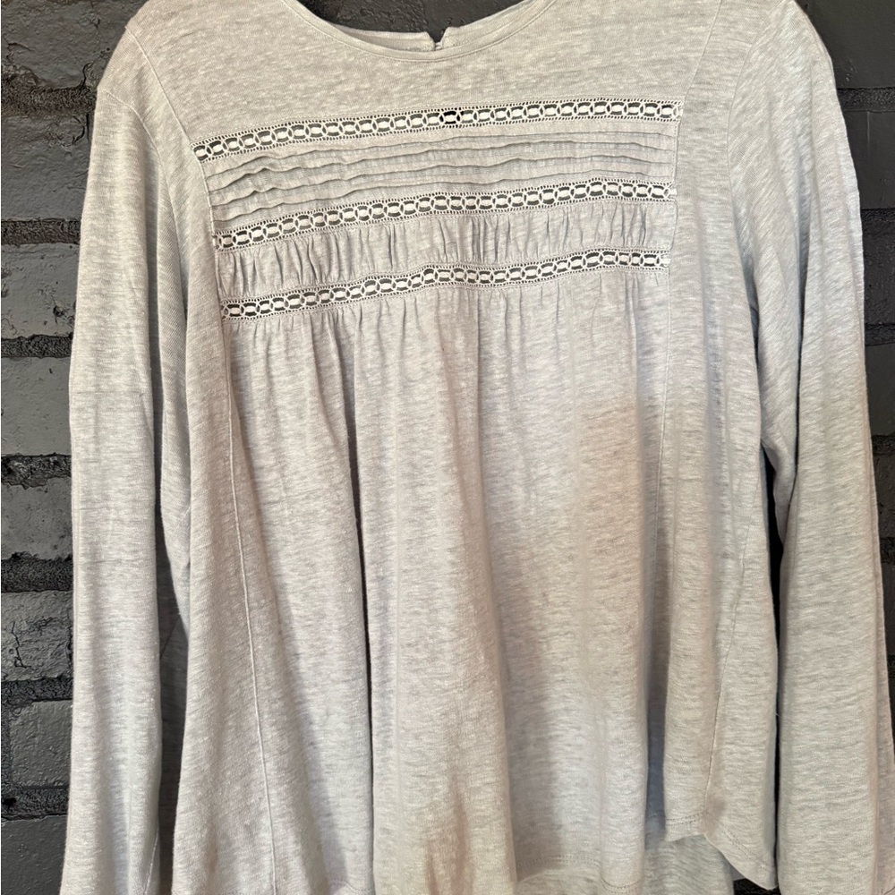 Wrap London Blue Blouse with Lace Accents